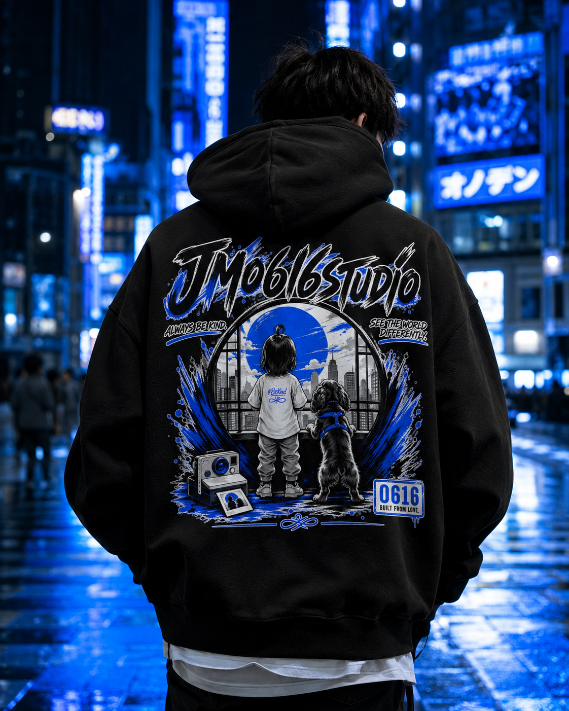 Window to Her World hoodie at night